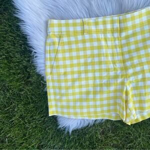 LOFT Yellow and White Gingham Shorts 14